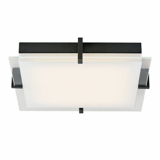 Abra Matrix 30013FM 15.35-inch flat square glass low-profile flush mount ceiling light for modern interior lighting