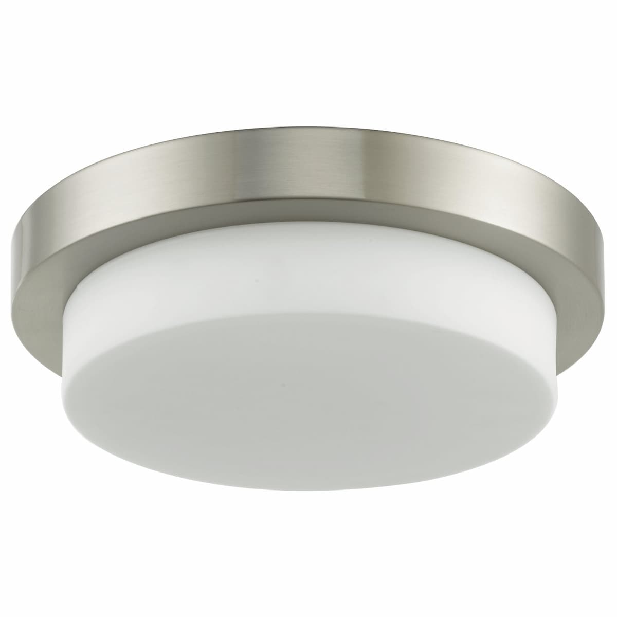 Abra Step 30014FM flush mount ceiling fixture featuring a stepped opal glass diffuser and high-output dimmable LED illumination