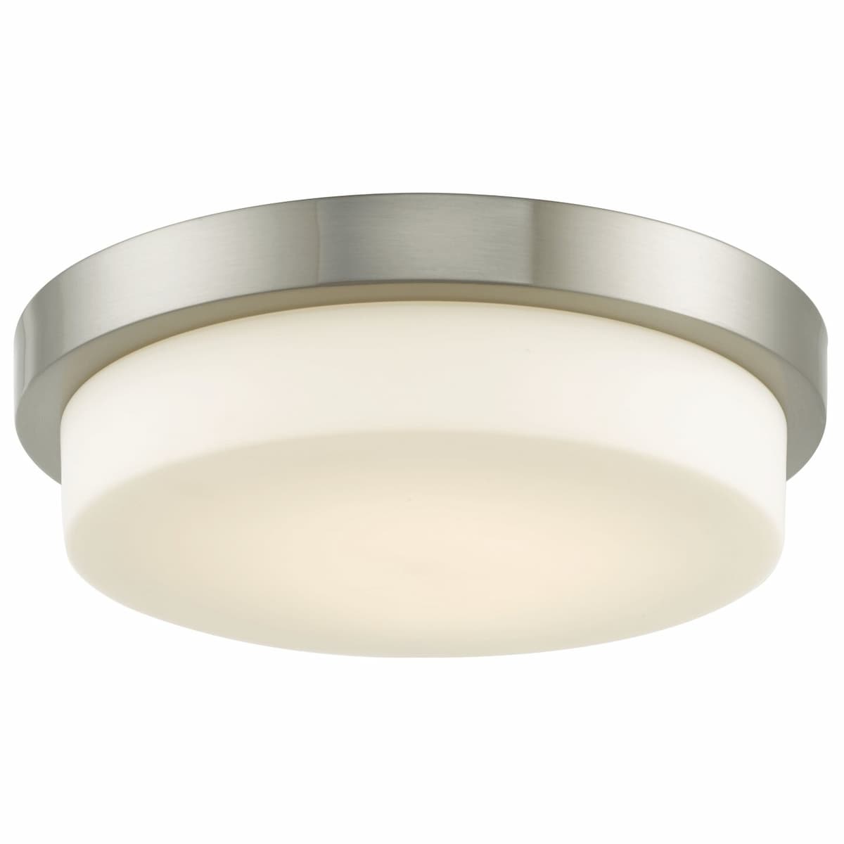 Abra Step 30015FM flush mount ceiling fixture featuring a stepped opal glass diffuser and high-output dimmable LED illumination