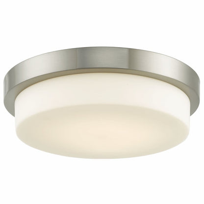 Abra Step 30015FM flush mount ceiling fixture featuring a stepped opal glass diffuser and high-output dimmable LED illumination