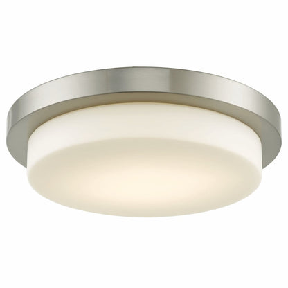 Abra Step 30016FM flush mount ceiling fixture featuring a stepped opal glass diffuser and high-output dimmable LED illumination