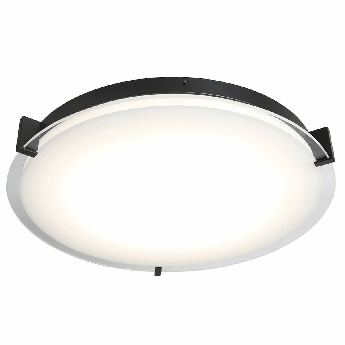 Abra Matrix 30018FM low-profile flush mount ceiling fixture featuring a flat round glass diffuser and sleek contemporary design