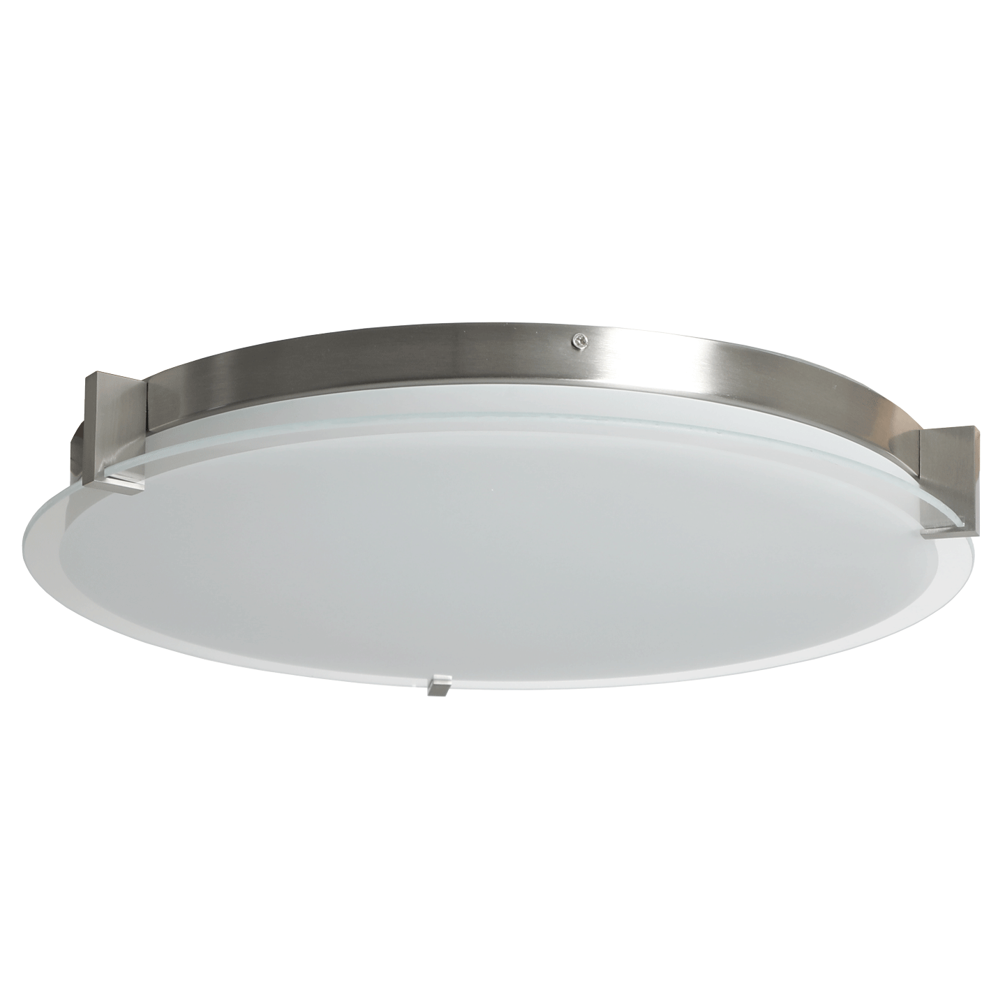 Abra Matrix Flat Round Glass Low profile Flushmount Brushed Nickel
