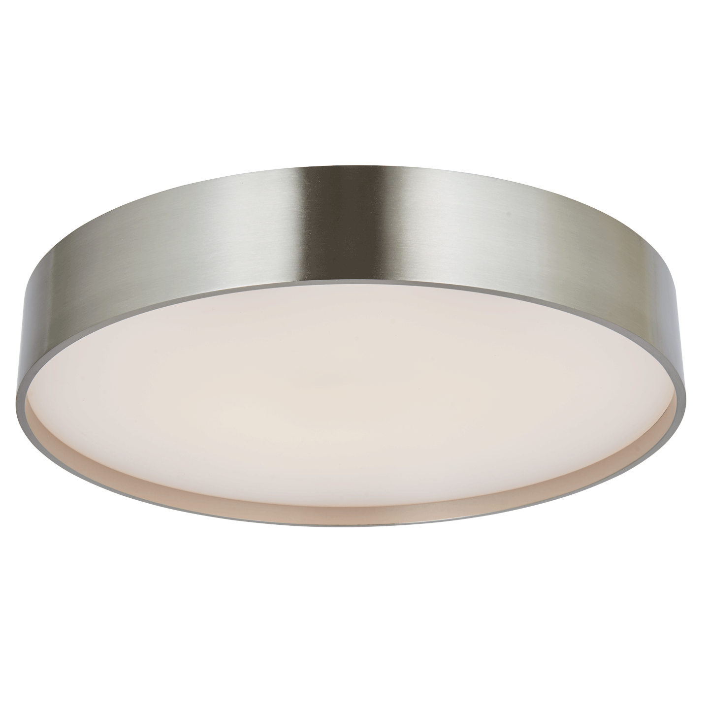Abra Snare 14" 3CCT Metal Cylinder and Frosted Glass Flushmount Brushed Nickel