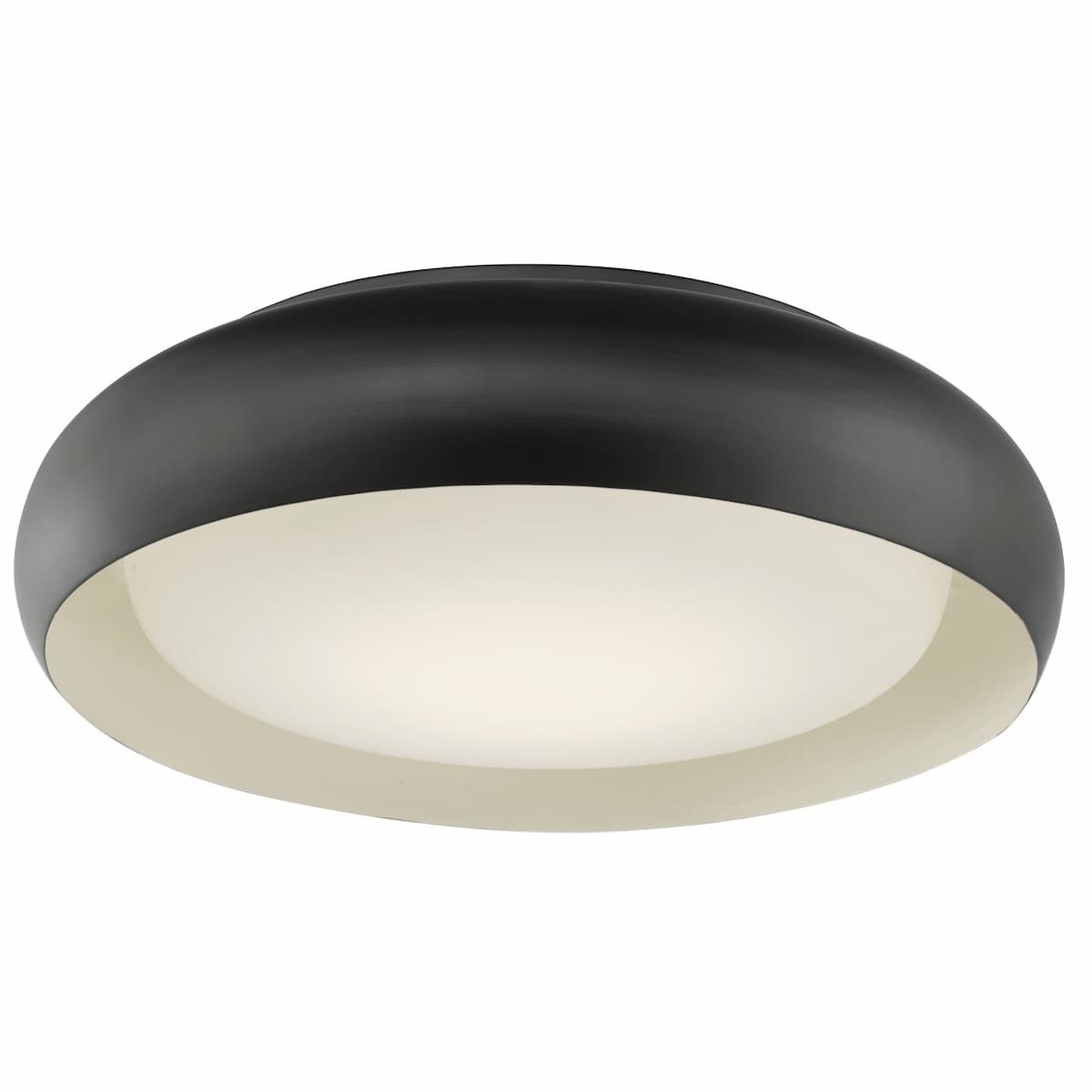 Abra Euphoria 30060FM 15-inch flush mount ceiling light with curved metal frame and opal glass diffuser for modern interiors