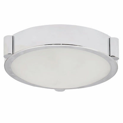 Abra Halo 30064FM compact flush mount ceiling fixture featuring a frosted glass diffuser and integrated dimmable LED illumination