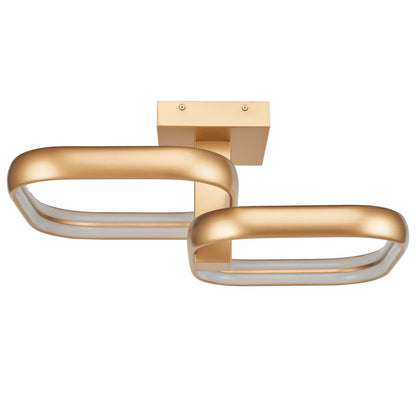 Modern Abra Rave dual LED semi-flush ceiling fixture with offset twin square styling for kitchens, hallways, bedrooms, and living spaces