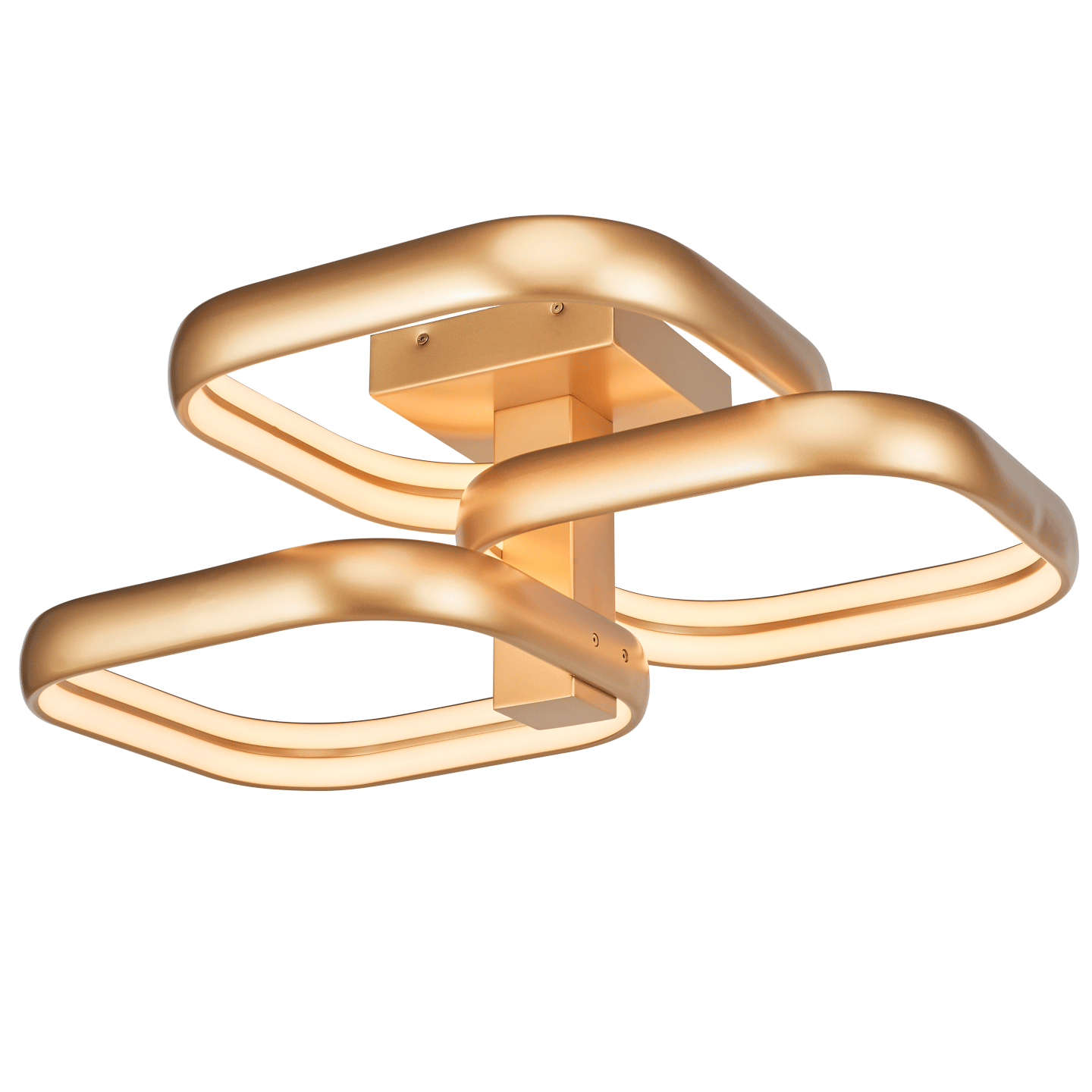Abra Rave Dual LED Off-Set Triple Square Semi-Flush Gold