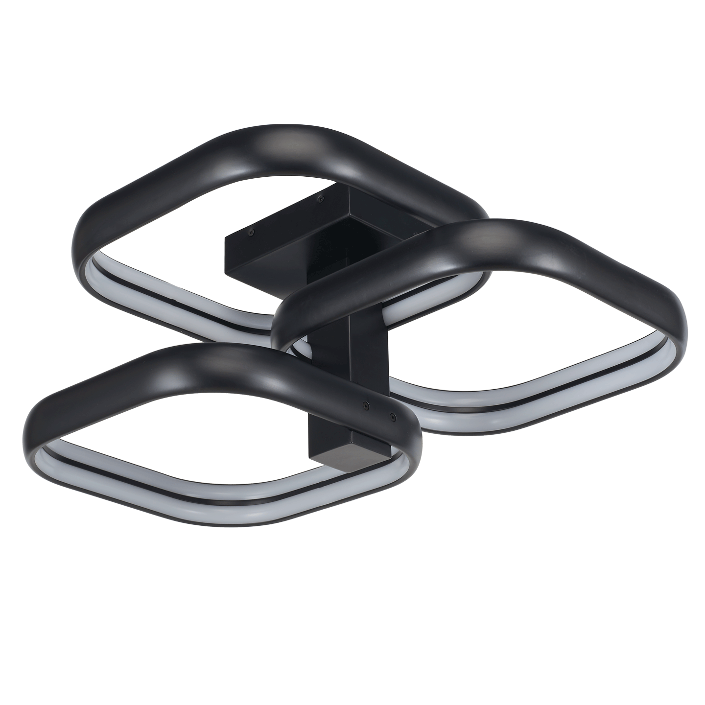 Abra Rave Dual LED Off-Set Triple Square Semi-Flush Matte Black
