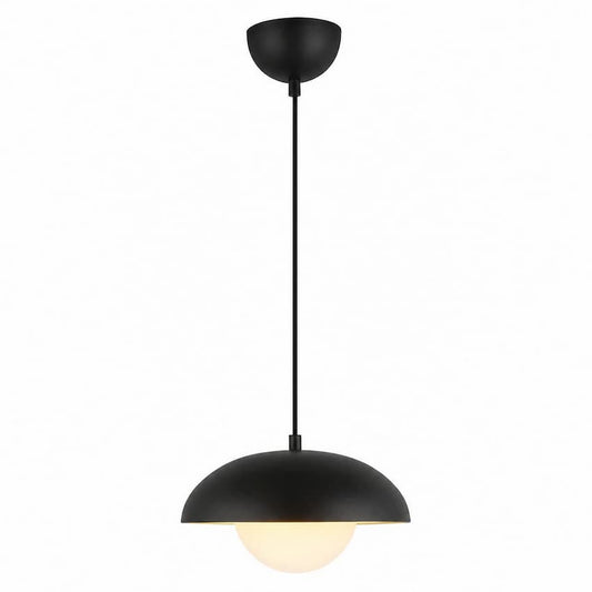 Alora Mood Rubio PD522011MBOP 11-Inch 1-Light Pendant in Matte Black Finish with Steel and Glass Construction