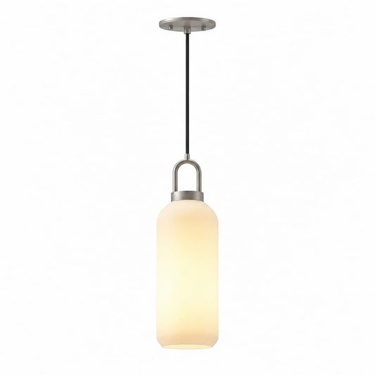 Alora Mood Soji PD401505BNOP 5-Inch Pendant Light in Brushed Nickel Finish with Opal Matte Glass Shade