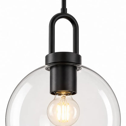 Alora Mood PD601710MBCL Soji Japandi Pendant Ceiling Light with Matte Black Finish, Clear Glass Shade and Japanese Lantern-Inspired Design