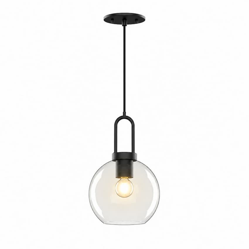 Alora Mood Soji PD601608MBCL 8-Inch Pendant Light with Clear Glass Shade and Steel Construction
