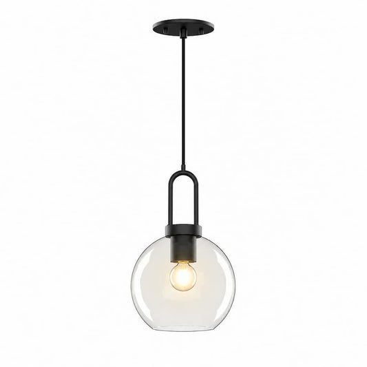 Alora Mood Soji PD601608MBCL 8-Inch Pendant Light with Clear Glass Shade and Steel Construction