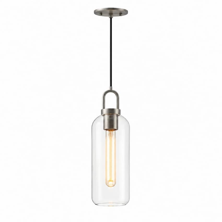 Alora Mood Soji PD401505BNCL 5-Inch Pendant Light in Brushed Nickel Finish with Clear Glass Shade