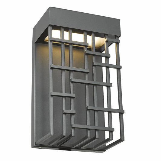Modern Aspen outdoor LED wall light with perforated lattice metal shade for wet location exterior lighting