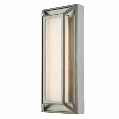 Modern low profile wall sconce featuring distinct miter glass diffuser