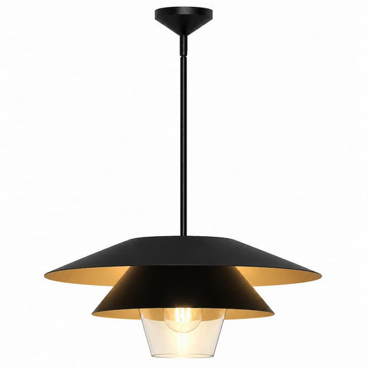 Alora Mood Tetsu PD475120MBCL 20-Inch Pendant Light in Matte Black Finish with Clear Glass Diffuser