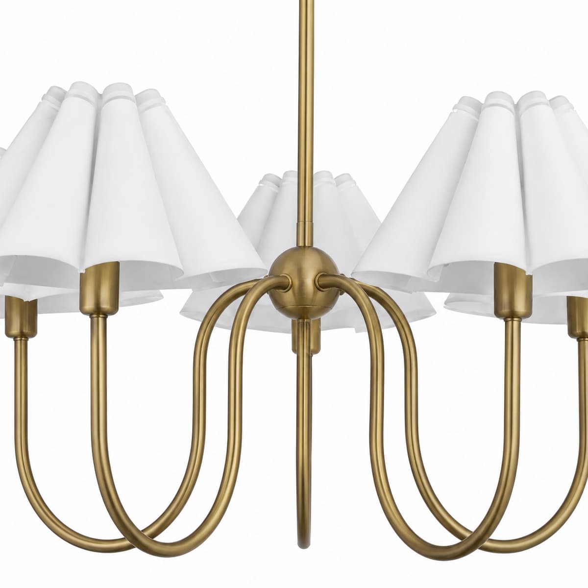 Alora Mood CH610530BGFW Rosemary Modern Chandelier in Brushed Gold and Folded White with Decorative Linen Shades and Curved Arms