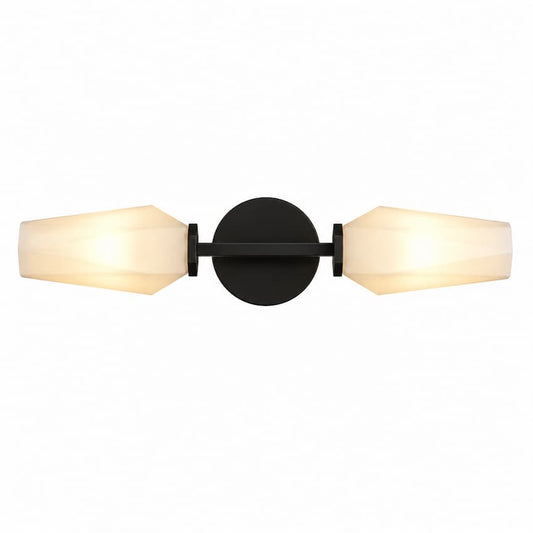 Alora Mood Krysta WV424720MBOP 20-Inch 2-Light Vanity Light in Matte Black with Opal Glass Shades
