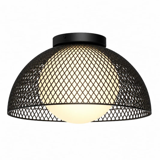 Alora Mood Haven FM402513MBOP 12-Inch Flush Mount in Matte Black with Steel and Glass Construction