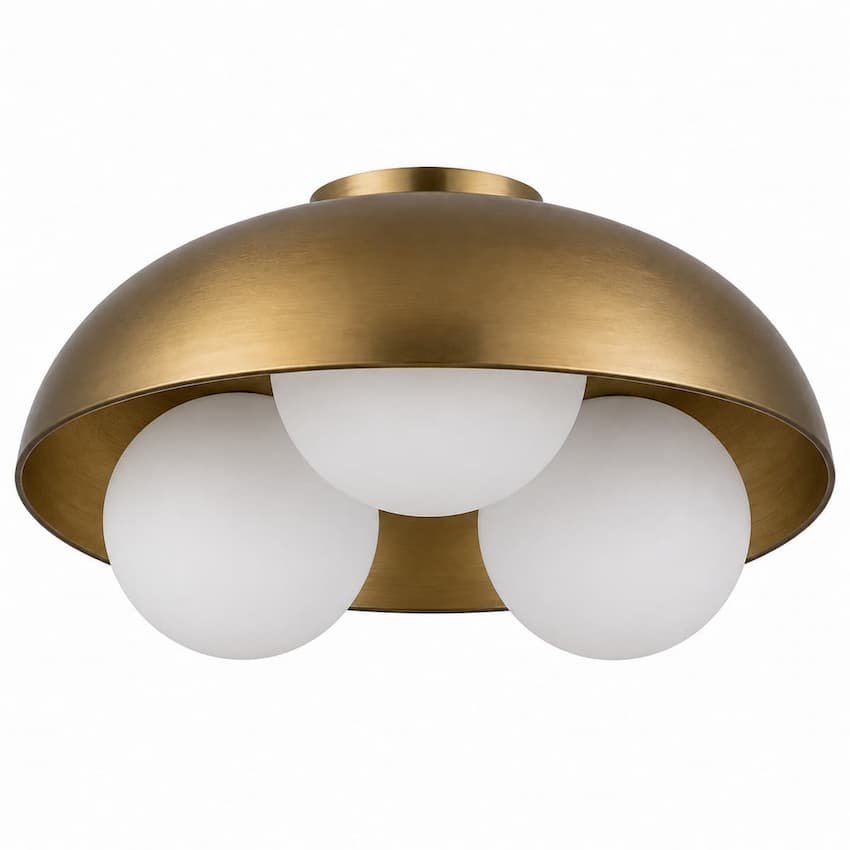 Alora Mood FM495316BGOP Robyn Contemporary Flush Mount Ceiling Light in Brushed Gold with Three Opal Glass Diffusers and Downward Illumination