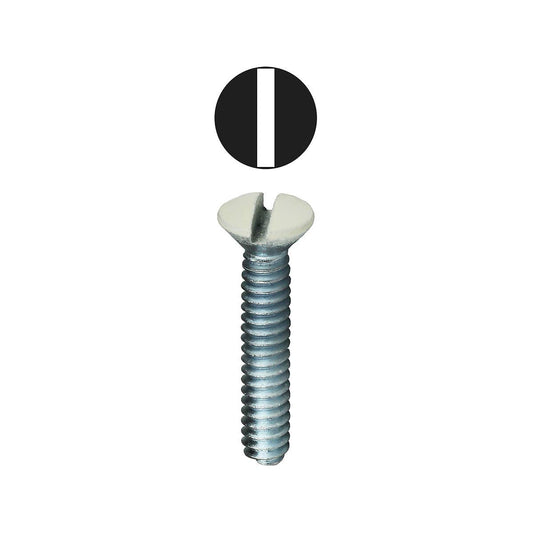 Dottie 416WHT Dottie #6-32 x 1 in White Slotted Oval Head Wall Plate Screw 416WHT
