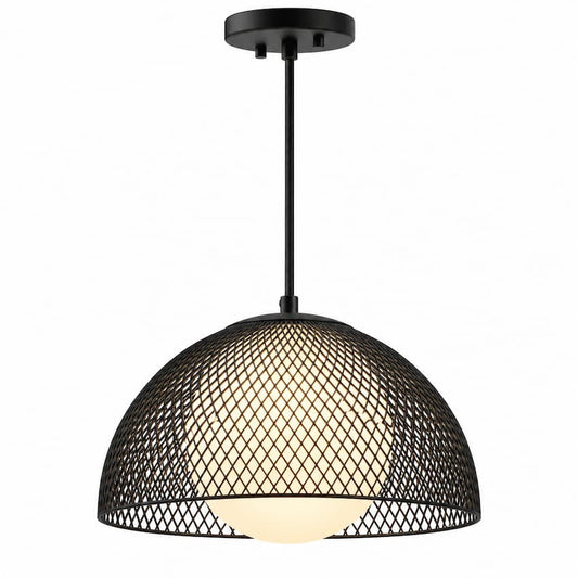 Alora Mood Haven PD402513MBOP 12-Inch Pendant Light in Matte Black with Steel and Glass Construction