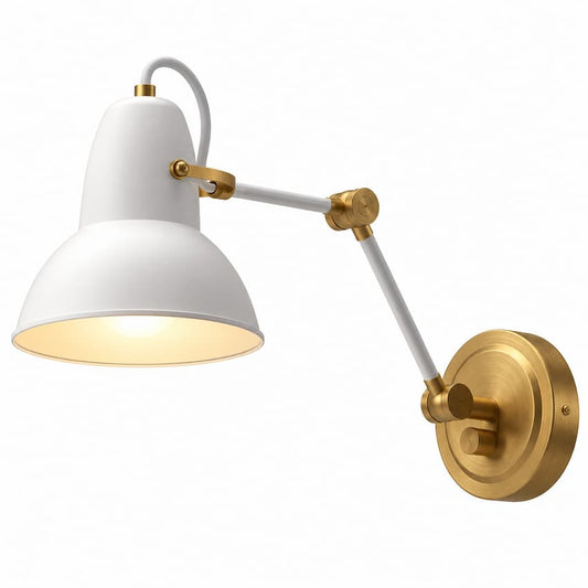 Alora Mood Felix WV576027WHAG 6-Inch Vanity Light in White with Aged Gold Accents and Steel Shade