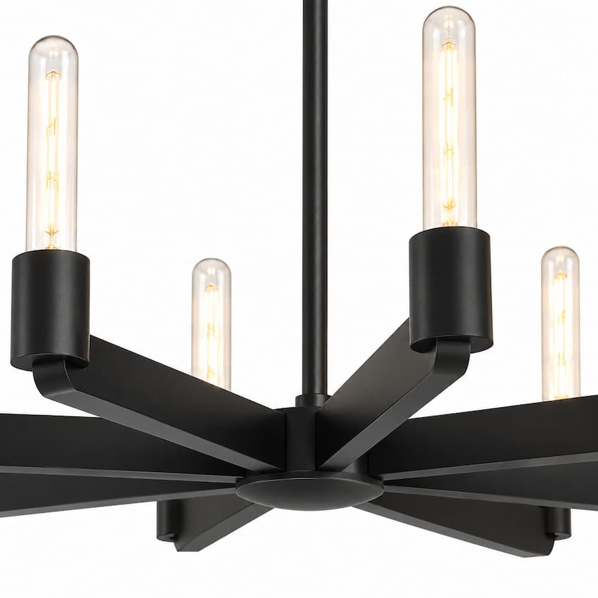 Alora Mood Claire CH607232MB 8-Light Steel Chandelier with E26 Type T Bulbs and Omni-Directional Illumination, Illuminated Product View