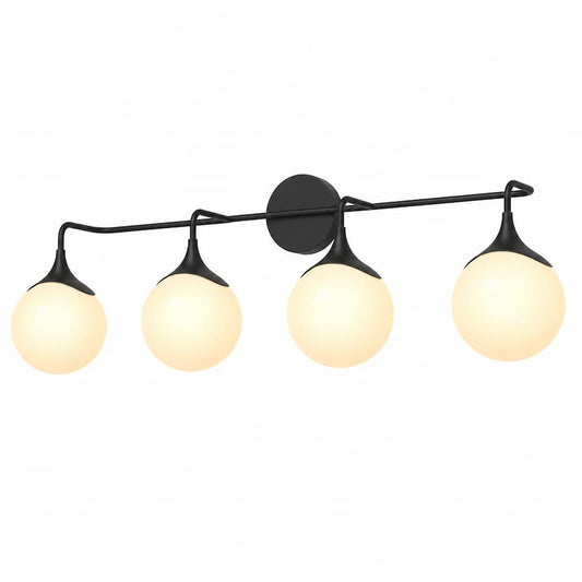 Alora Mood Nouveau VL505136MBOP 35-Inch 4-Light Vanity Light in Matte Black with Opal Glass Shades