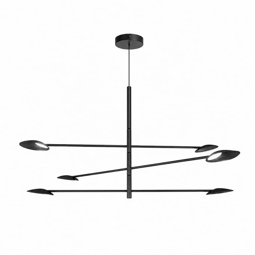 Kuzco Rotaire CH90136-BK-UNV 36-inch LED chandelier with black finish and sculptural botanical-inspired design