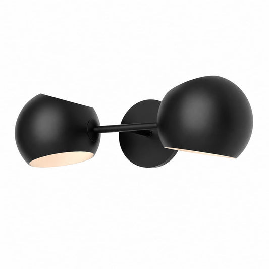 Alora Mood Willow WV648217MB 2-light vanity light in Matte Black with dual steel shades by Lumera Electric
