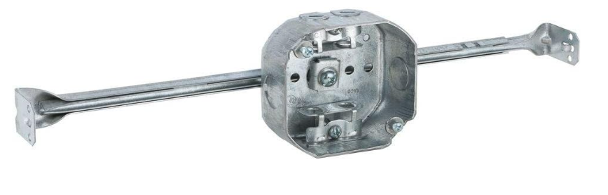 Orbit 4 in Octagon 1-1/2 in Deep 4O Octagon Steel Box MC Clamp Adjustable Bar Hanger 4RB-MC-BHA