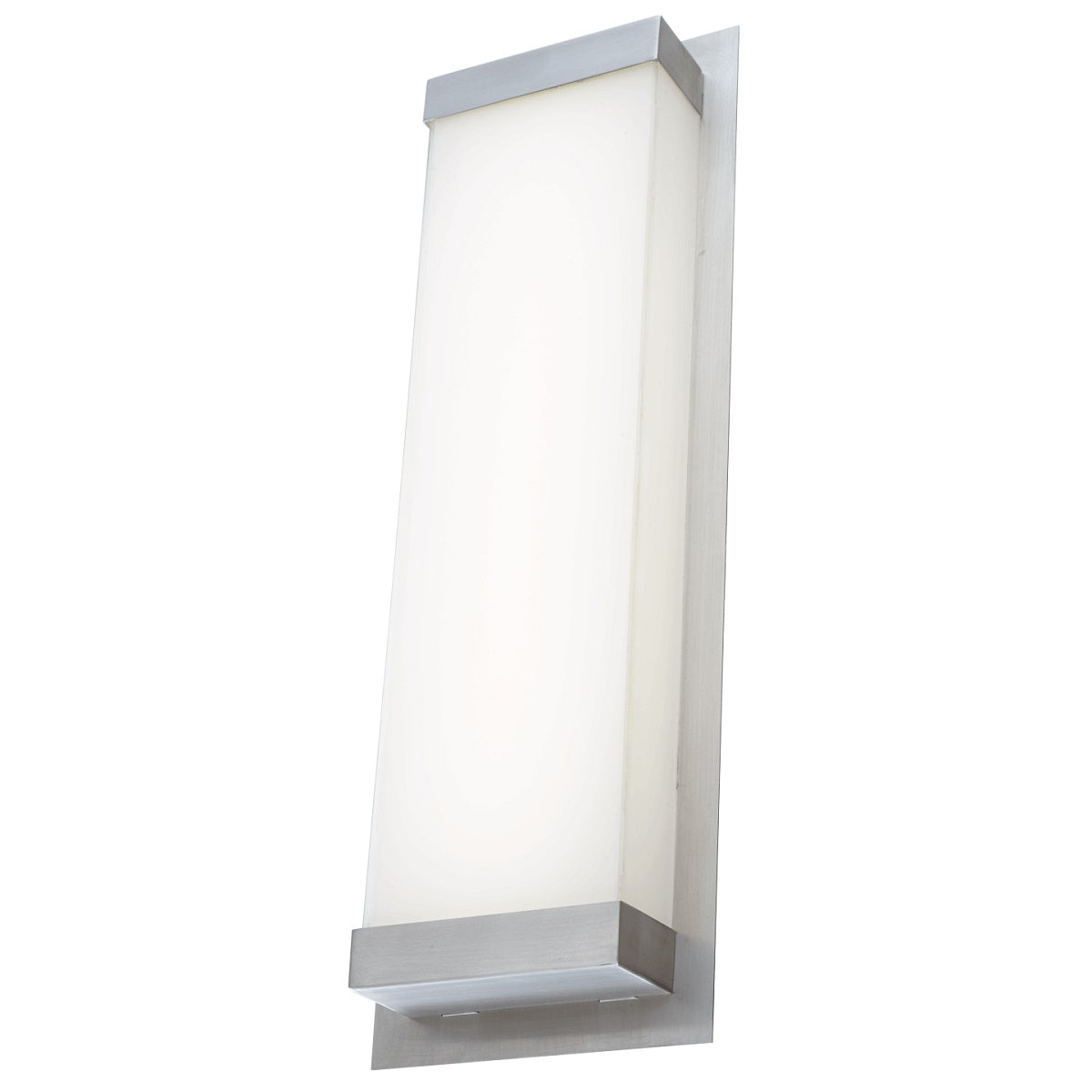Modern Abra Atom 316 stainless steel wall fixture designed for patios, entryways, facades, and wet location exteriors