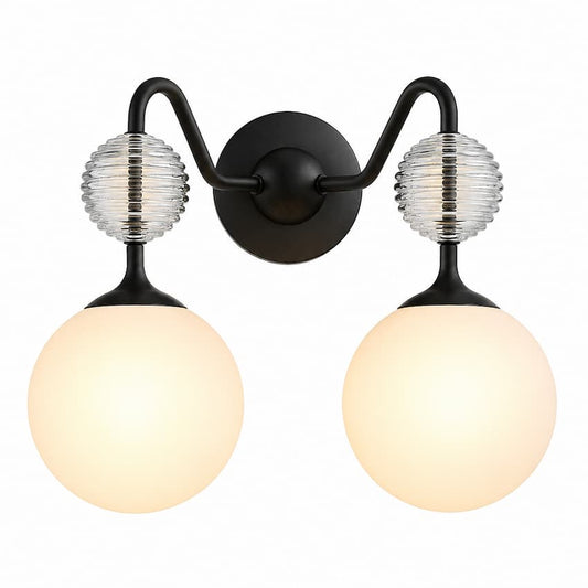 Alora Mood Celia VL415315MBOP 15-Inch 2-Light Vanity Light in Matte Black with Steel and Glass Construction