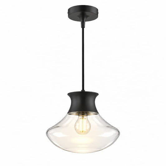 Alora Mood Marcel PD464012MB 11-Inch Pendant Light in Matte Black with Clear Bubble Glass Shade