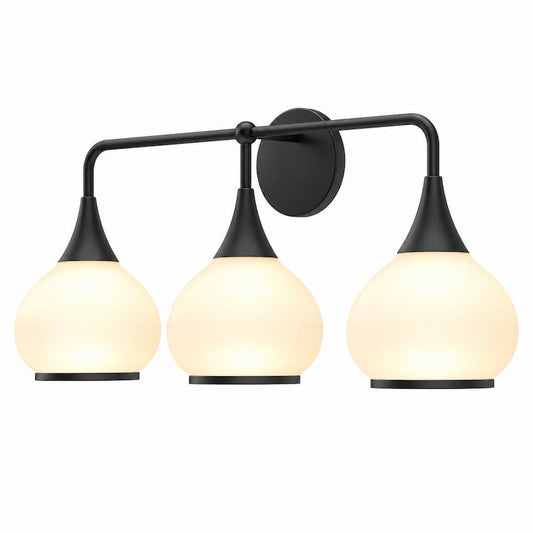 Alora Mood Hazel VL524326MBOP 26-Inch 3-Light Vanity Light in Matte Black with Opal Glass Shades