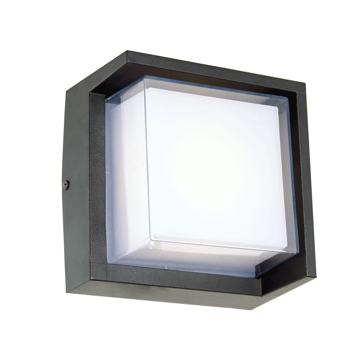 Abra Geo Square Hooded Wet Location Wall Sconce Matte Black