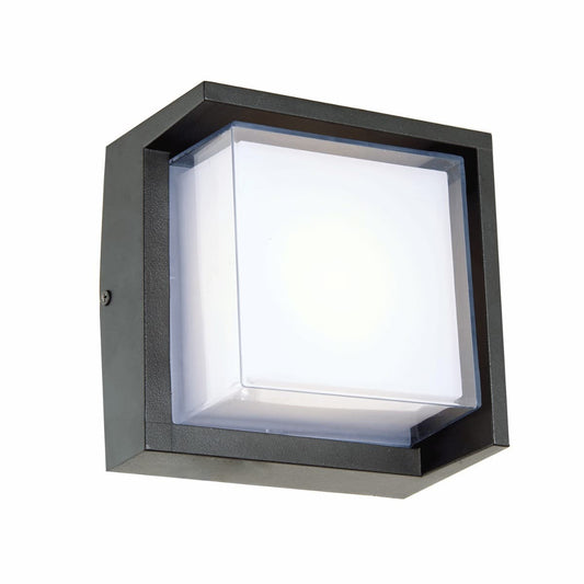 Abra Geo 50023ODW square hooded outdoor wall sconce designed for modern wet location exterior lighting