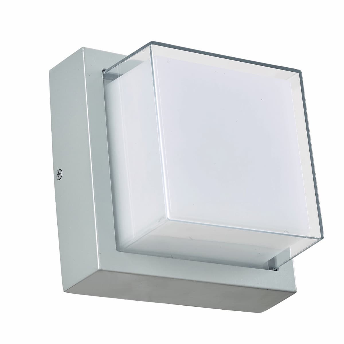 Modern Abra Geo square wall fixture designed for patios, entryways, facades, and wet location exterior applications