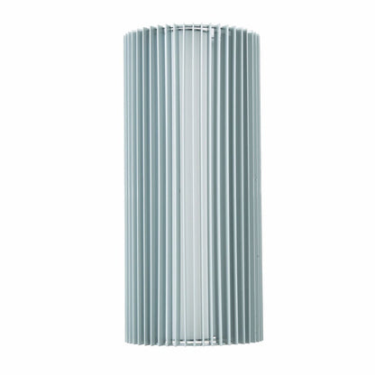 Abra Lava marine-grade steel wall fixture with decorative ribbed design and selectable 3CCT lighting for outdoor spaces