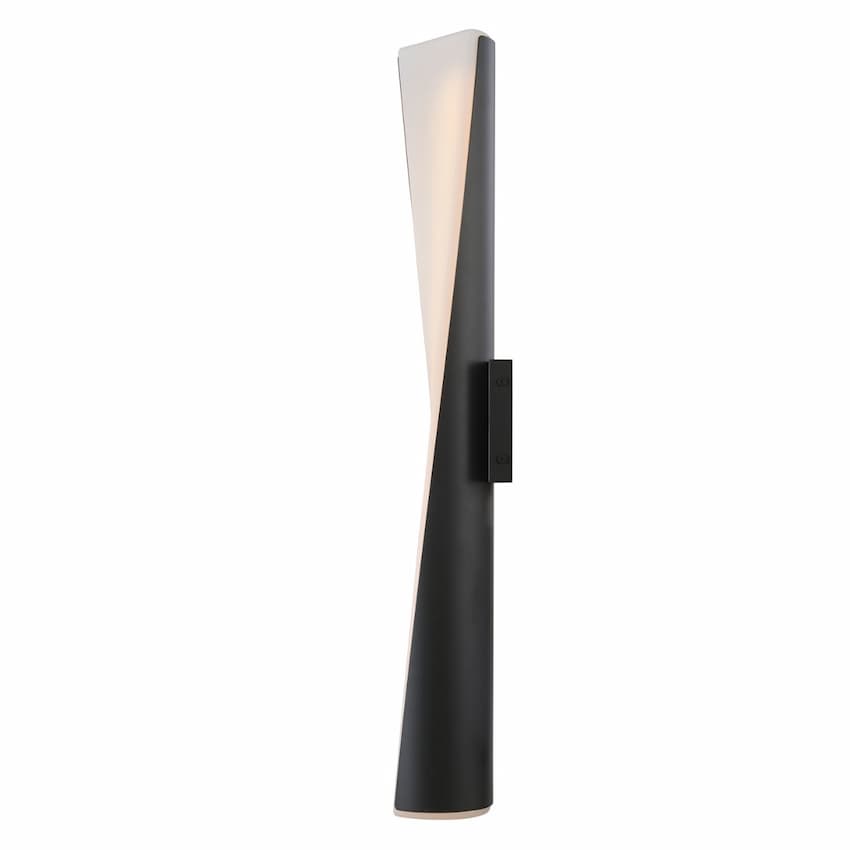 Abra Vortex 50117ODW LED outdoor wall fixture featuring a sculptural twirled acrylic diffuser and wet-location construction