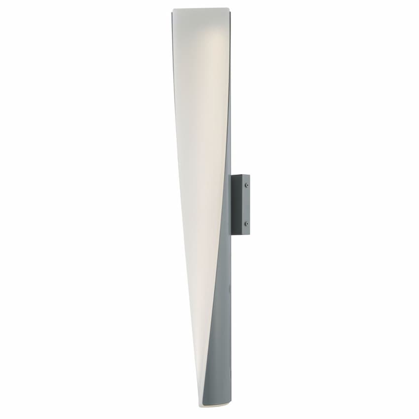 Abra Vortex 50117ODW 3CCT outdoor wall light featuring a 28-inch vertical profile, 90 CRI LED and contemporary twisted acrylic design