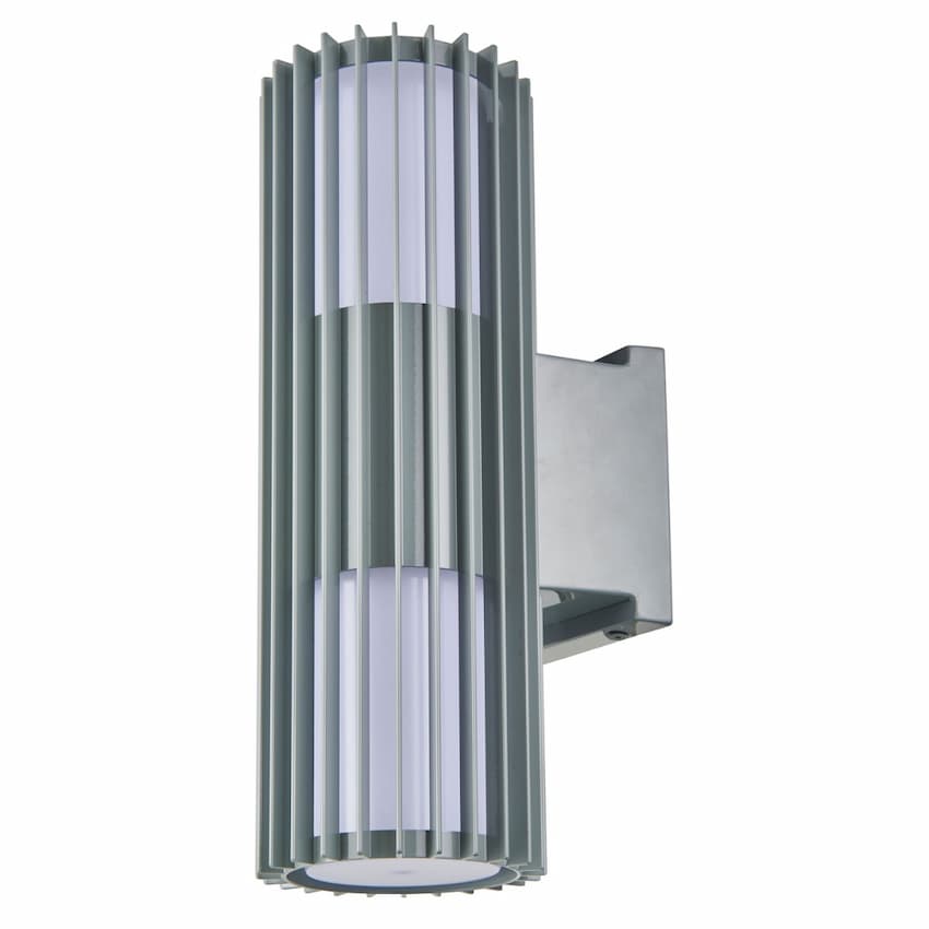 Abra Lava 50147ODW contemporary outdoor wall light featuring a two-light configuration and decorative ribbed detailing