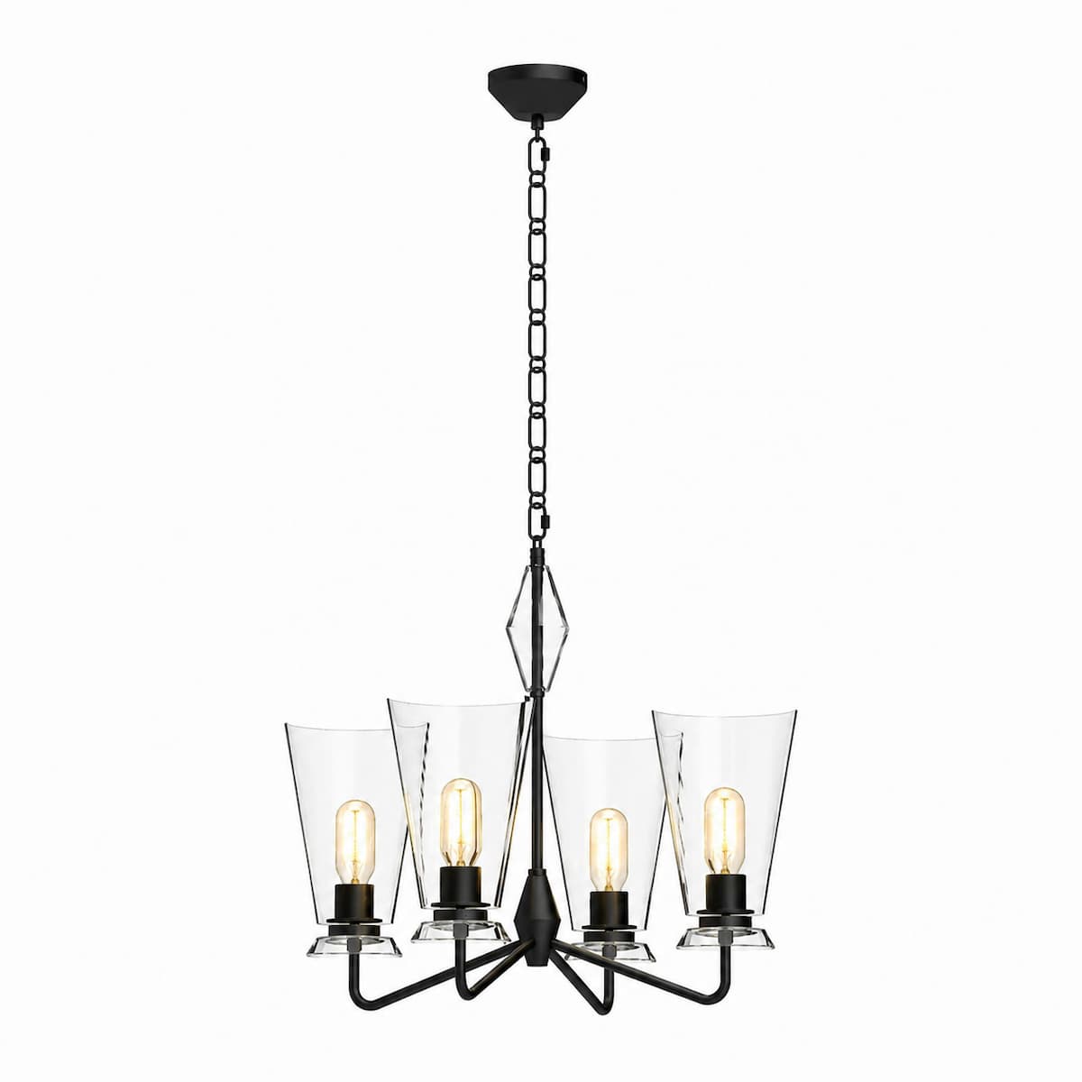 Alora Mood CH570423MBCL Salem 23-Inch Chandelier in Matte Black Finish with Clear Glass Shades and Crystal Details