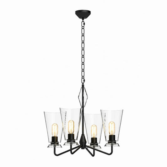 Alora Mood CH570423MBCL Salem 23-Inch Chandelier in Matte Black Finish with Clear Glass Shades and Crystal Details