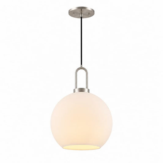 Alora Mood Soji PD601710BNOP 10-Inch Pendant Light in Brushed Nickel Finish with Opal Matte Glass Globe