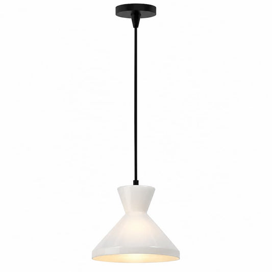 Alora Mood Betty PD473710MBOP 10-Inch Pendant in Matte Black with Opal Glass Shade