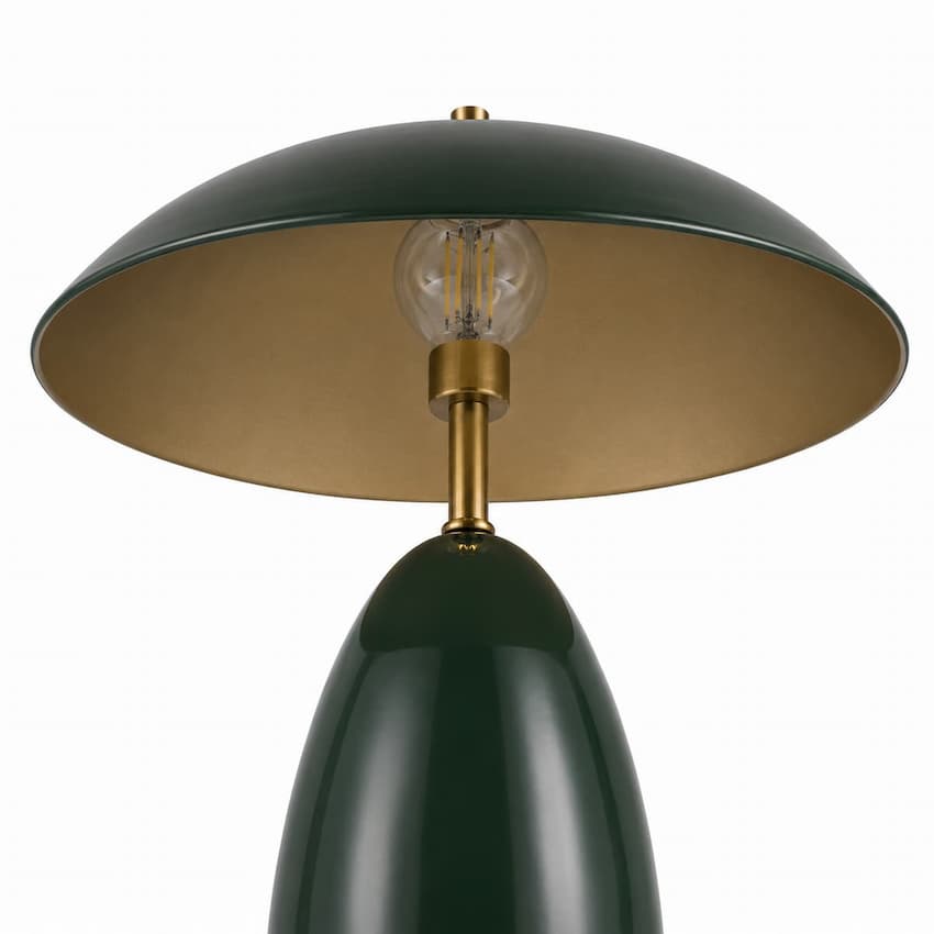Alora Mood TL437409PGN Poppy Modern Rechargeable LED Table Lamp in Pine Green with Steel Shade, 3-Step Touch Dimming and Downward Illumination